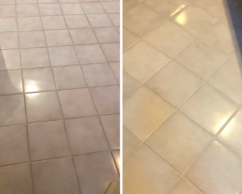 Floor Before and After a Grout Cleaning in Lake Mary, FL