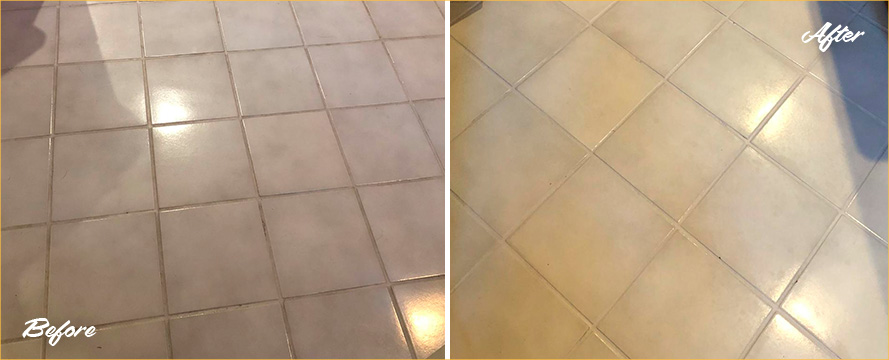 Floor Before and After a Superb Grout Cleaning in Lake Mary, FL
