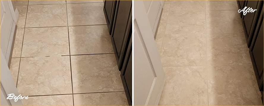 Floor Before and After a Remarkable Grout Sealing in Winter Springs, FL