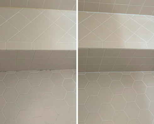 Shower Before and After Our Caulking Services in Clermont, FL