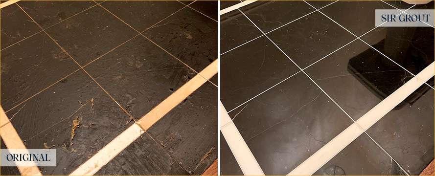 Floor Before and After a Flawless Stone Cleaning in Lake Mary, FL