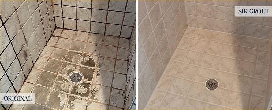 Shower Before and After a Superb Tile Cleaning in Leesburg, FL