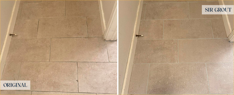 Floor Before and After a Flawless Grout Cleaning in Leesburg, FL