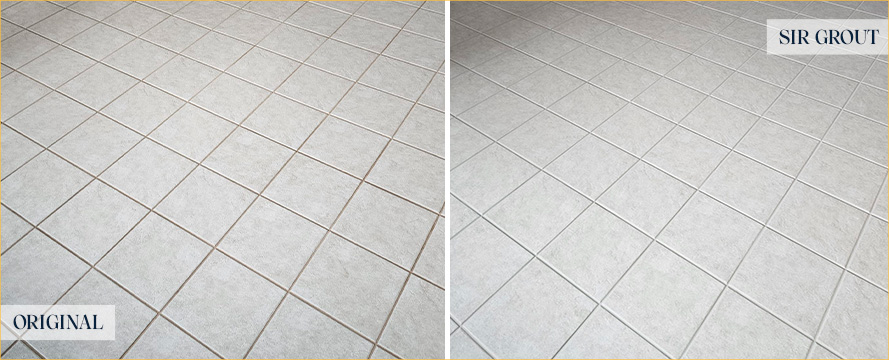 Floor Before and After a Perfect Grout Sealing in The Villages, FL