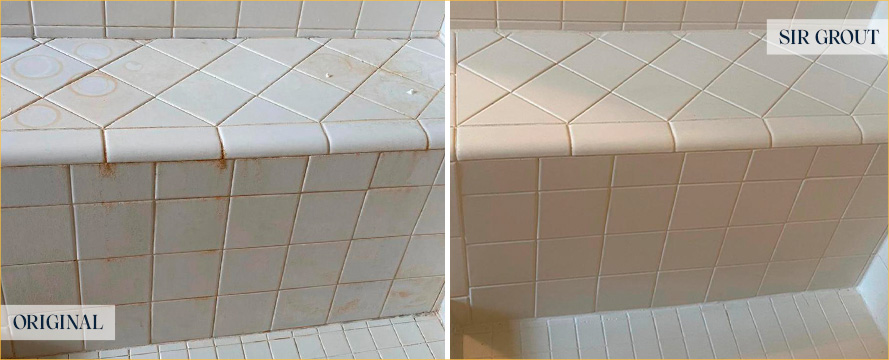 Shower Before and After a Superb Grout Cleaning in Leesburg, FL