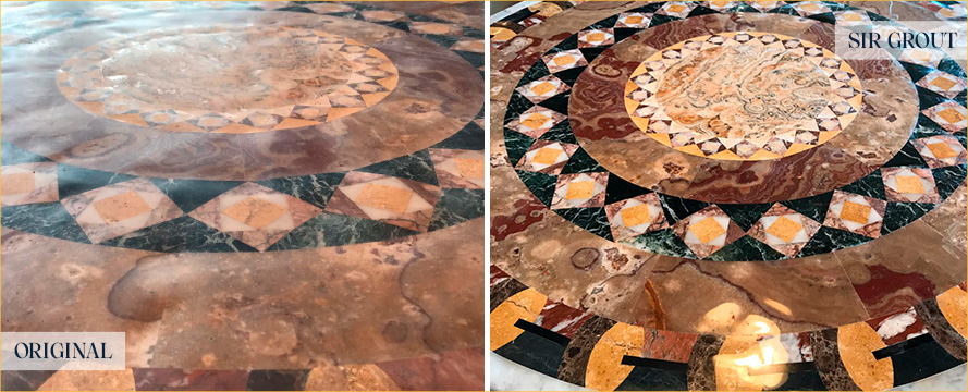 Table Before and After a Superb Stone Polishing in Sandford, FL