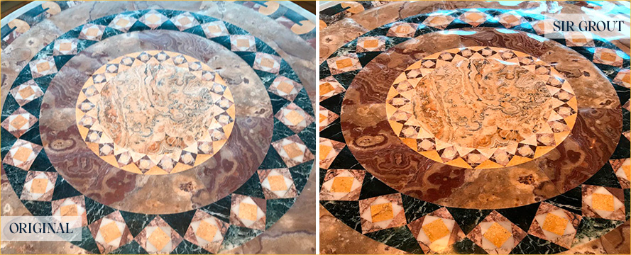 Table Before and After a Flawless Stone Polishing in Sandford, FL