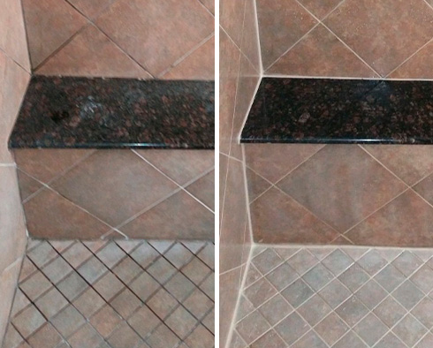 Shower Before and After a Grout Cleaning in Leesburg, FL