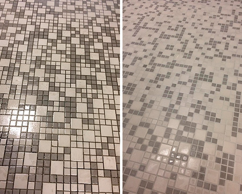 Floor Before and After a Grout Cleaning in Leesburg, FL