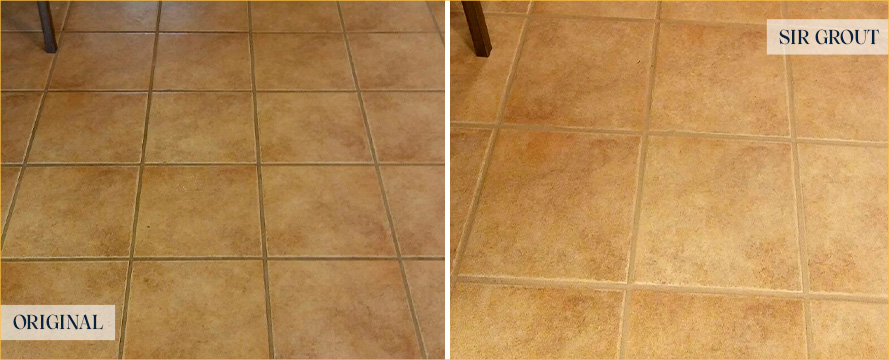 Floor Before and After a Superb Grout Cleaning in The Villages, FL