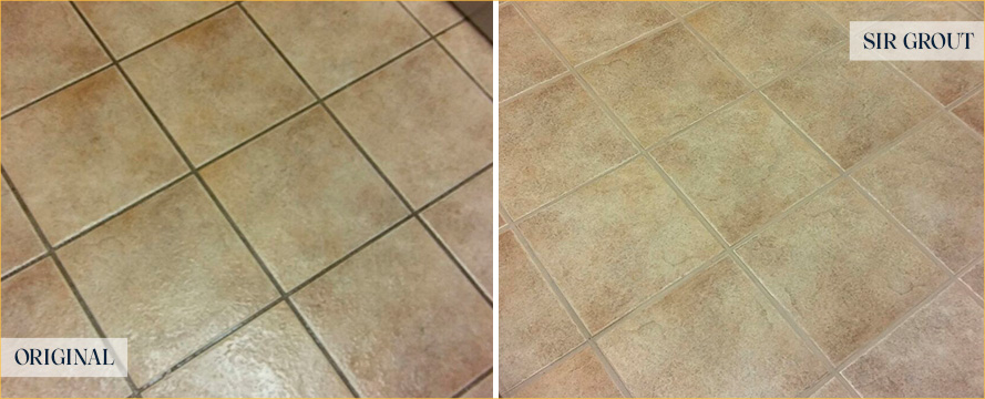 Floor Before and After a Flawless Grout Cleaning in The Villages, FL