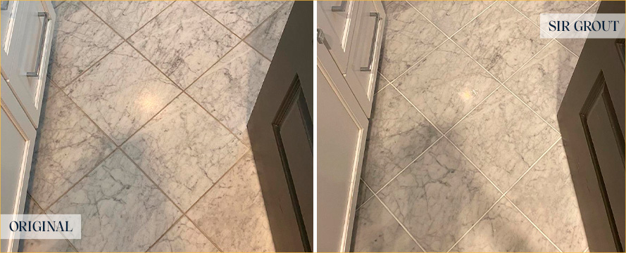 Marble Floor Before and After a Flawless Stone Polishing in Oviedo, FL