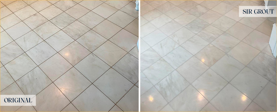 Marble Floor Before and After a Stone Polishing in Oviedo, FL